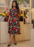 Black Red Short Sleeve Chiffon Dress