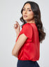 Petal Sleeve Solid Formal Red Top