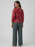 Side Tie Block Printed Peplum Top