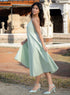 Deep V Neck Cotton Midi Dress Mint
