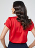 Petal Sleeve Solid Formal Red Top