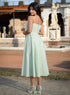 Deep V Neck Cotton Midi Dress Mint
