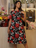 Black Red Short Sleeve Chiffon Dress