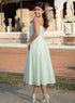 Deep V Neck Cotton Midi Dress Mint