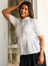 Trim Waist Tie Cotton Top White