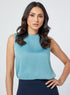 Satin Sleeveless Teal Blue Top