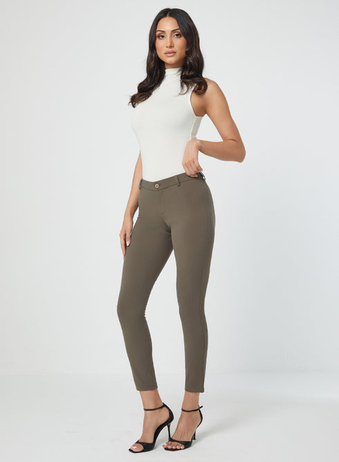 Brown Skinny Low Waist Pant