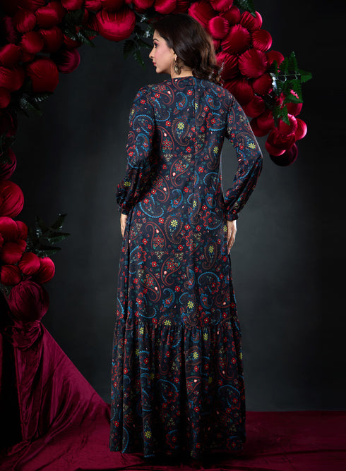 Deep V Neck Printed Short Dress