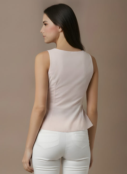 Light Pink Strap Detail Buttoned Top