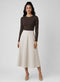 Beige Petite Ponte Stretch Midi Skirt