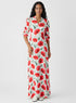 Vneck Tulip Printed Chiffon Maxi Dress