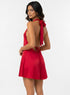 Halter Neck Satin Bow Tie Dress