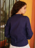 Navy Blue Cotton Neckline Embroidered Top