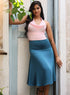 Fishtail Satin Skirt – Teal