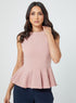 Sleeveless Peplum Pink Top