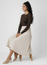 Beige Petite Ponte Stretch Midi Skirt