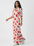 Vneck Tulip Printed Chiffon Maxi Dress