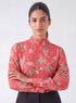 Printed Long Sleeve Peplum Chiffon Top