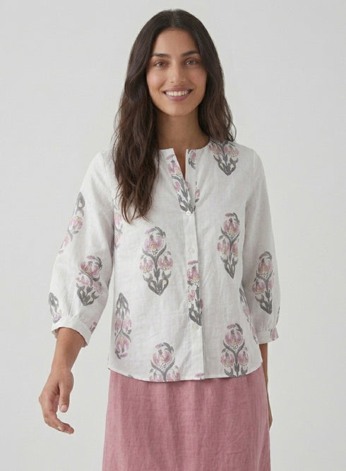 Round Neck Block Printed Shirt Top