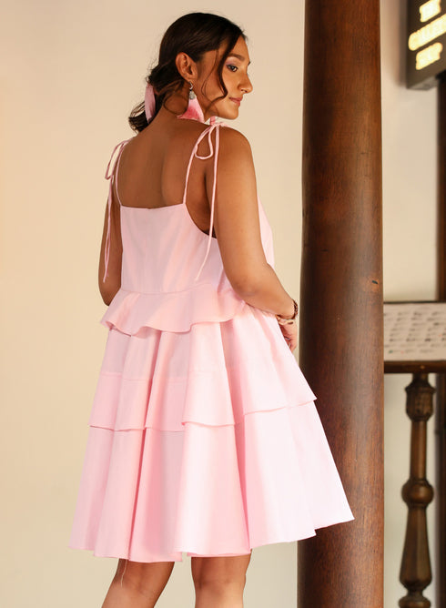 Frilled Cotton Mini Dress