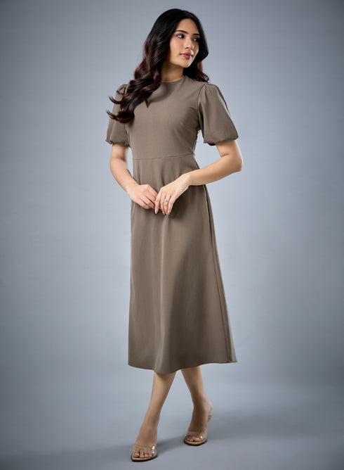Balloon Sleeve Aline Formal Dress
