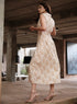 Printed Mock Button Extended Sleeve Dress