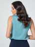 Satin Sleeveless Teal Blue Top