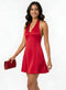 Halter Neck Satin Bow Tie Dress