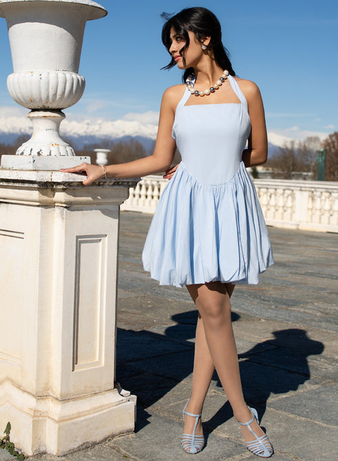Balloon Skirt Scoop Neck Dress