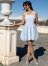 Balloon Skirt Scoop Neck Dress