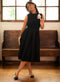 Pleated Sleeveless Straight Cut Dress