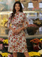 Printed Waist Tie Chiffon Dress