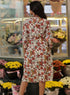 Printed Waist Tie Chiffon Dress