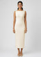 Beige Sleeveless High Neck Bodycon Dress