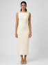 Beige Sleeveless High Neck Bodycon Dress