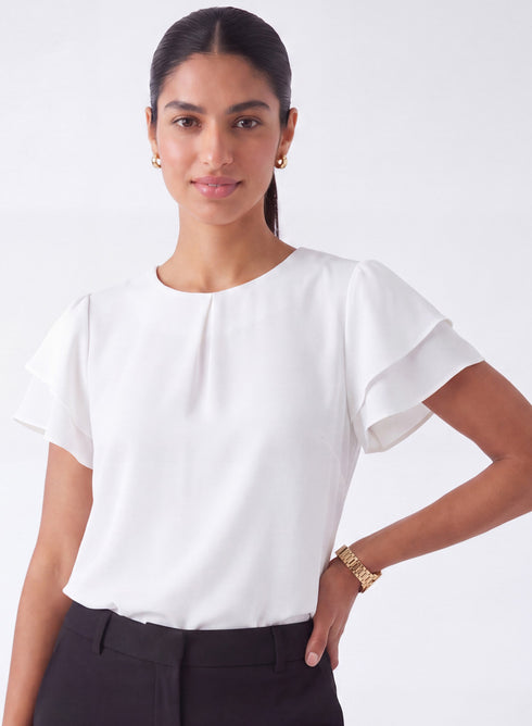 Double Flared Sleeve Top - Off White