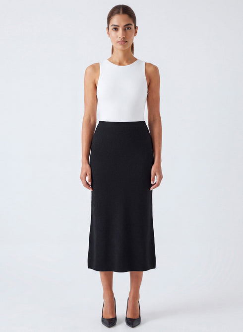 Black Maxi Bodycon Ponte Skirt