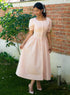 Pink Sleeve Detailed Cotton Dress