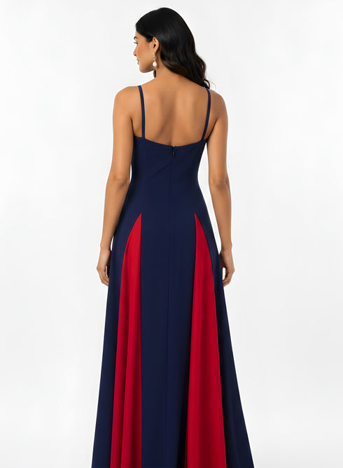 Contrast Panel Deep Sweetheart Blue Dress