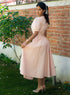 Pink Sleeve Detailed Cotton Dress