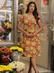 Yellow Floral Printed Short Sleeve Dress