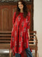 Round Neck Printed Half Sleeve Red Kurtha