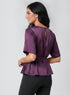 Purple Flared Sleeve Waist Tie Top