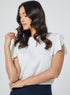Petal Sleeve Solid Formal White Top