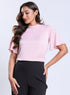 Flared Chiffon Collared Pink Top