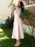 Pink Sleeve Detailed Cotton Dress