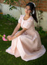 Pink Sleeve Detailed Cotton Dress