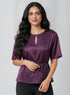 Purple Flared Sleeve Waist Tie Top