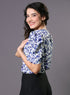 Blue Floral Printed Front Knot Top
