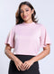 Flared Chiffon Collared Pink Top